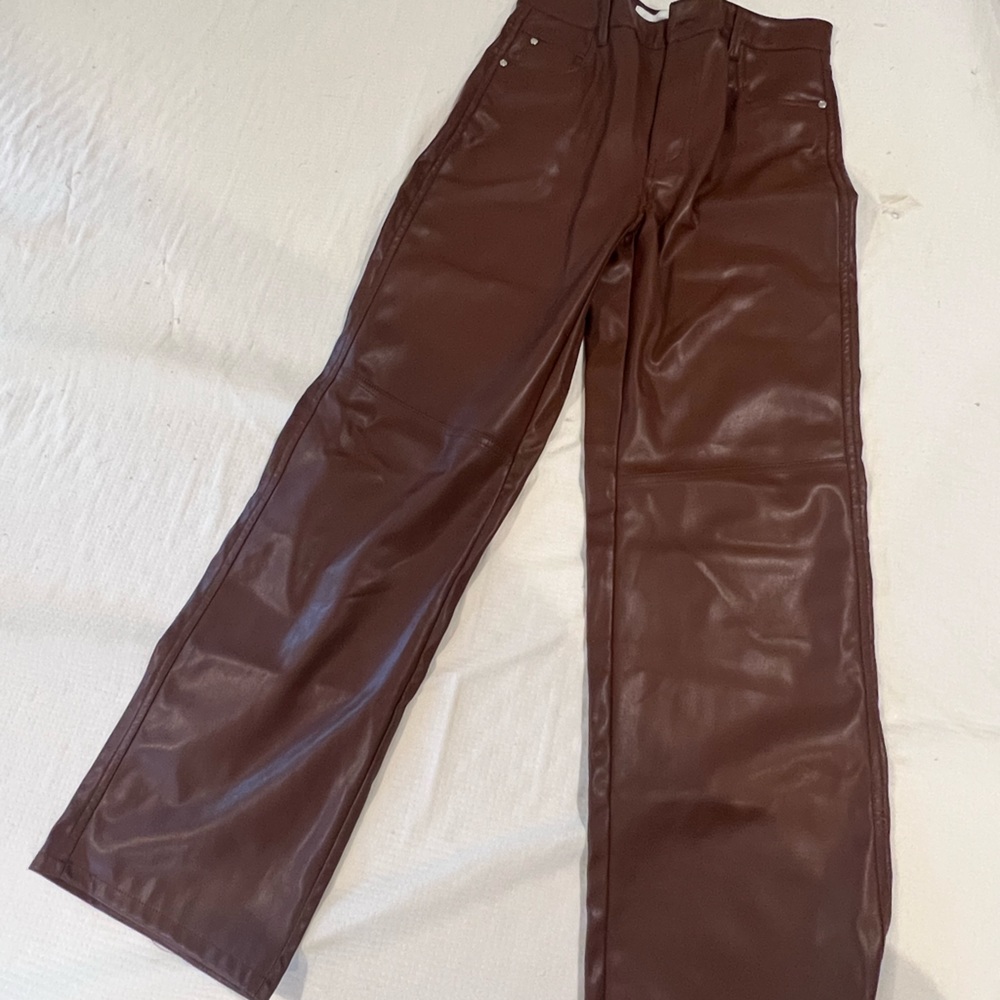 Faux brownleather pants